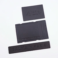 Black Leather Patch Custom Gravure Printing Premium